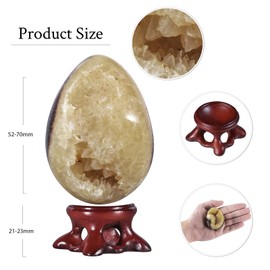 mookaitedecor Natural Septarian Dragon Crystal Egg with Stand for Display, Geode Cluster Stone Septarium Dragon Egg Mineral Specimen for Home Office Decoration, 50-70 mm