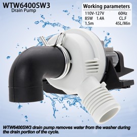 Siwdoy Washer Drain Pump Compatible with Whirlpool WTW6200SW2 WTW6400SW3 WTW6500WW1 WTW6700TW1 WTW6700TU1 WTW6800WW1 WTW7340XW2 WTW7600XW0