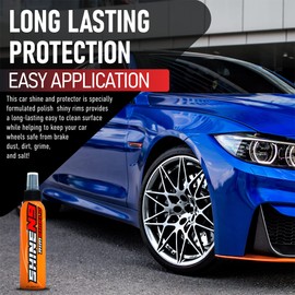ShineN9 Rim Shield – 8 oz Rim Protector for Glossy Rims – Includes 300 GSM Microfiber Applicator Cloth – Long Lasting Rim Coating for Brake Dust, Dirt, Grime, Salt – Easy to Apply