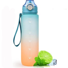 Peacafulife 1Litre Water Bottle Sport Drinks Bottle 1l Water Bottle with Lock Cover & Leak Proof,for Gym, School,Cycling,Outdoor,Sports,Fitness& Office (Blue)