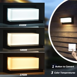rosykite Modern Outdoor Wall Lights for House LED, 18W Porch Light Fixture 3000K 4000K 6500K 3 White Changeable,Waterproof IP65 Exterior Lighting for Garage,Front Door