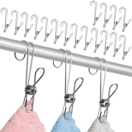 ADNEWX Pack of 20 Laundry Sock Clips, Clothes Pegs, 304 Stainless Steel Pegs, Multi-Purpose Metal Clips for Tumble Dryers, Towels, Socks, Photos