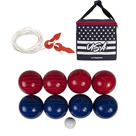 Triumph Sports Patriotic Bocce Ball Set Lightweight, Portable and Compact with 8 Bocce Balls, Jack, Measuring Device and Convenient Carry Bag, Multicolor