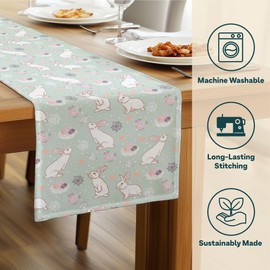Easter Table Runners 36 Inches Long | Easy-Care | Machine Washable | Bright No-Fade Colors | Floral Spring Kitchen Dining Table Decorations for Home Party | Springtime Easter - 14 x 36
