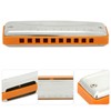 Blues Harmonica 10‑Hole Mouthorgan E Key Wind Instrument Waterproof Corrosion‑Resistant(Orange