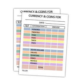 Currency and Coin Record Forms Bank 5.5X 4.25 inch Deposit Forms for School Fundraiser Church,200 Pcs Per Pack