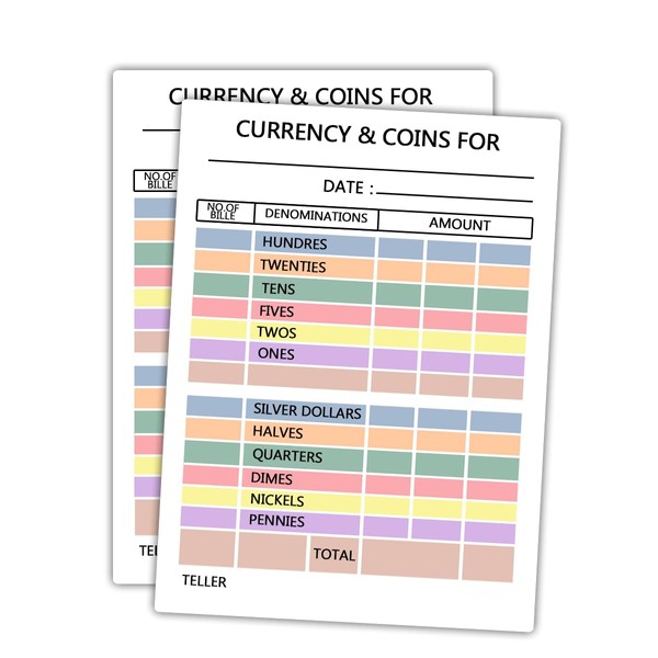 Currency and Coin Record Forms Bank 5.5X 4.25 inch Deposit