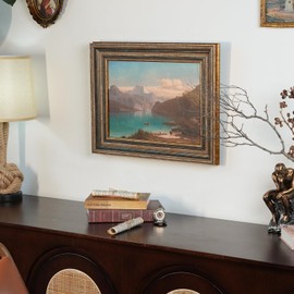 FOLKOR 2.4" Wide Vintage Frame for 16x20 Rococo Abstract Paintings, Traditional Ornate Photo Frames for Art Lover Housewarming Birthday Wedding Grandparents Teacher Gift, No Cover & Back (Rustic Blue)