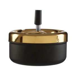 Premier Housewares 305224 Rotating Ashtray, Matte Black/Gold, Medium
