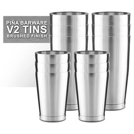 Piña Barware Stainless Steel Commercial Bar Boston Shaker Tin Set - 28oz. & 18oz. / Mirror Polished Finish (V2-6 Pairs, Commercial Bar Pack)