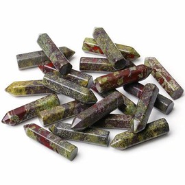 YATOJUZI 20PCS Dragon's Blood Stone Natural Healing Crystals Stones Set Tumbled Polished Pocket Gemstones Bulk Point Hexagonal Wands Reiki Energy Balancing Chakra Meditation Therapy Gift For Women Men