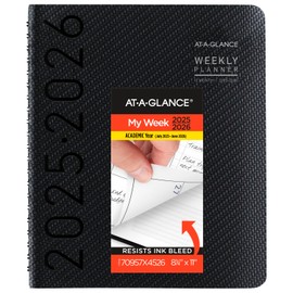 AT-A-GLANCE Planner 2025-2026 Academic, Weekly & Monthly, Half-Hourly Appointment Book, 8-1/4" x 11", Large, Monthly Tabs, Flexible Cover, Contempo, Charcoal (70957X45)