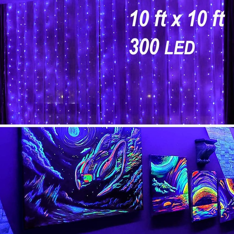 Solhice Black Light Curtain String Lights for Glow Party 10ft