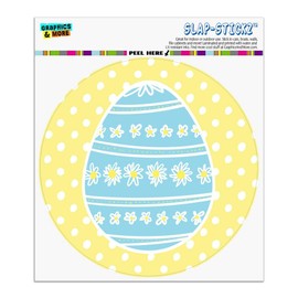 Cute Blue Easter Egg with Daisies Automotive Car Window Locker Circle Bumper Sticker