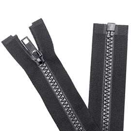 Sawaoke 2pcs #5 de 26 pulgadas，chamarra separadora de cierre de resina moldeada de plástico a granel para coser abrigos, chaquetas, ropa (Negro)