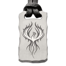 Element of Gods Titan Monument Plate Phoenix Pendant with Leather Cord in Black, Titanium