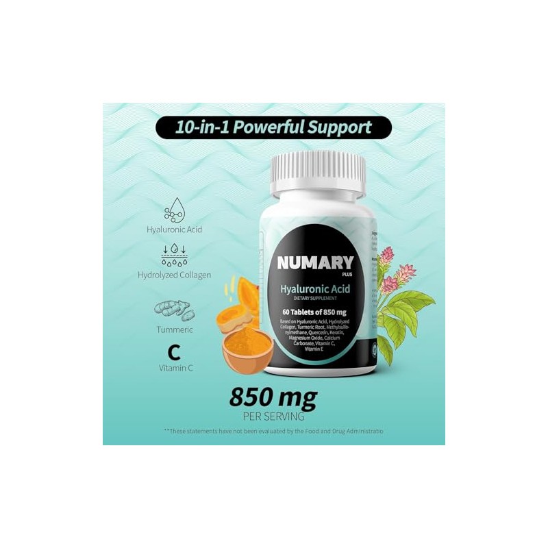 Ácido hialurónico con colágeno hidrolizado, MSM, cúrcuma y vitamina C.