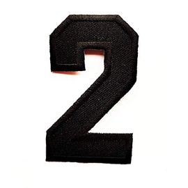 3 INCH Black Number 2 Patches Appliques Fabric Decorating for Hat Cap Polo Backpack Clothing Jacket T-Shirt DIY Embroidered Iron On/Sew On Patch