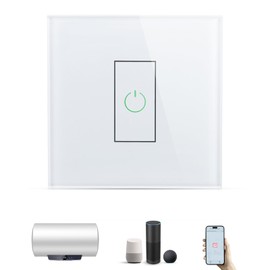 Smart Immersion Heater Timer Switch, 40A 8000W WiFi Smart Water Heater Switch, 2.4Ghz WiFi Touch Switch with Timer & LED Indicator Light, Compatible with Alexa, Smart Life, Google Assistant