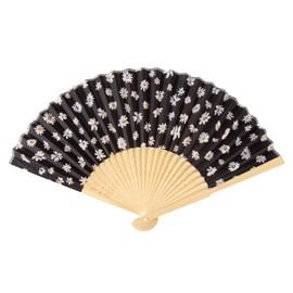JYSILIYH Folding Hand Fan for Women,Foldable Chinese Japanese Vintage Hand Held Bamboo Silk Folding Fan Hand Fan for for Hot Flash, Church, EDM, Music Festival, Party, Dance, Performance (Daisy)