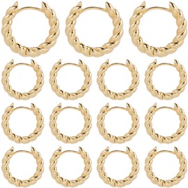 SUNNYCLUE 20pcs Real 18k Gold Plated Huggie Earring Findings Gold Huggie Hoop Earring Findings French Brass Metal twist Round Ring Ears Huggie Hoops Finding For Jewellery Making Earrings Supplies