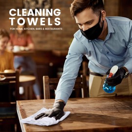 YRALY Terry Bar Mop Towels (Pack of 50) – 100% Cotton White Bar Towels, 14x17 Inches, Absorbent & Quick Dry, Reusable Cleaning Cloth for Commercial Kitchen, Restaurant & Home Use