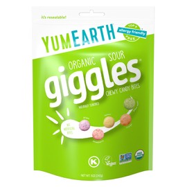 YumEarth Organic Sour Giggles Chewy Candy – Allergy Friendly, No Artifical Dyes, Non GMO, Gluten Free, Sour Fruit Flavored, Vegan Candy Snacks with No Artificial Flavors, 5 oz (Pack of 6)​