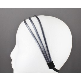 dark gray thin skinny triple 3-strand faux leather headband hair band narrow bands stretch