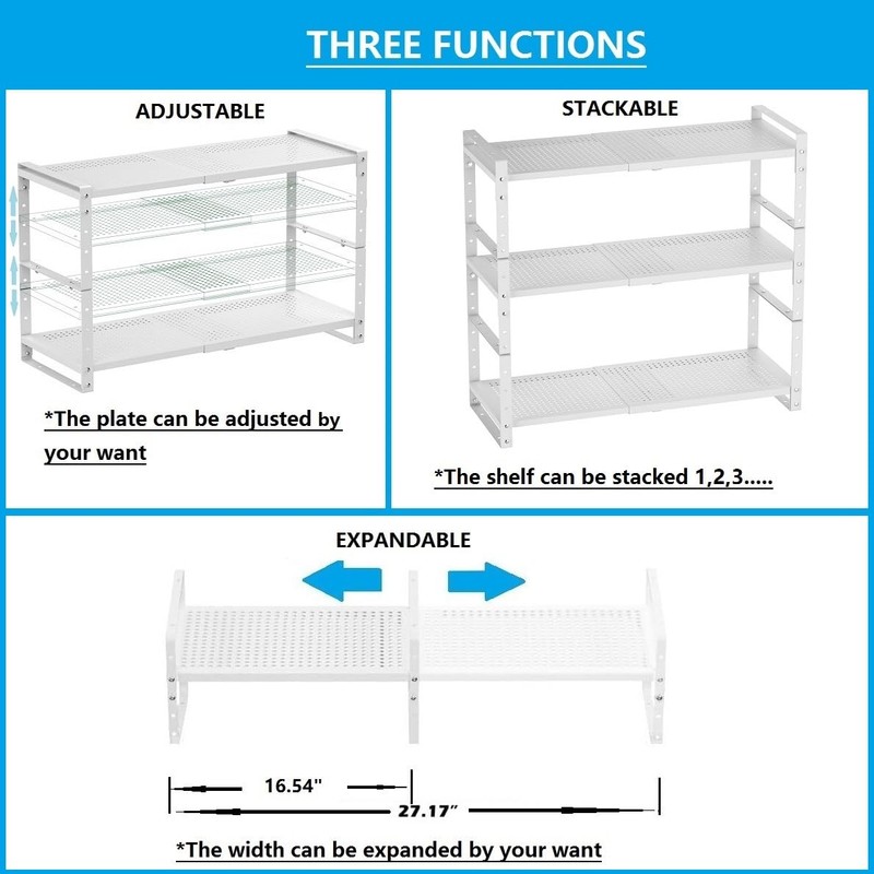 Wobmmi Expandable,Adjustable & Stackable Spice Rack, Cabinet Kitchen Countertop Shelf