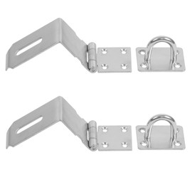 2 PCS 5 Inch 90 Degree Padlock Hasp, KINJOEK Stainless Steel Security Door Clasp Hasp Lock Latch, 2mm Extra Thick Door Gate Bolt Lock with 16 Mounting Screws
