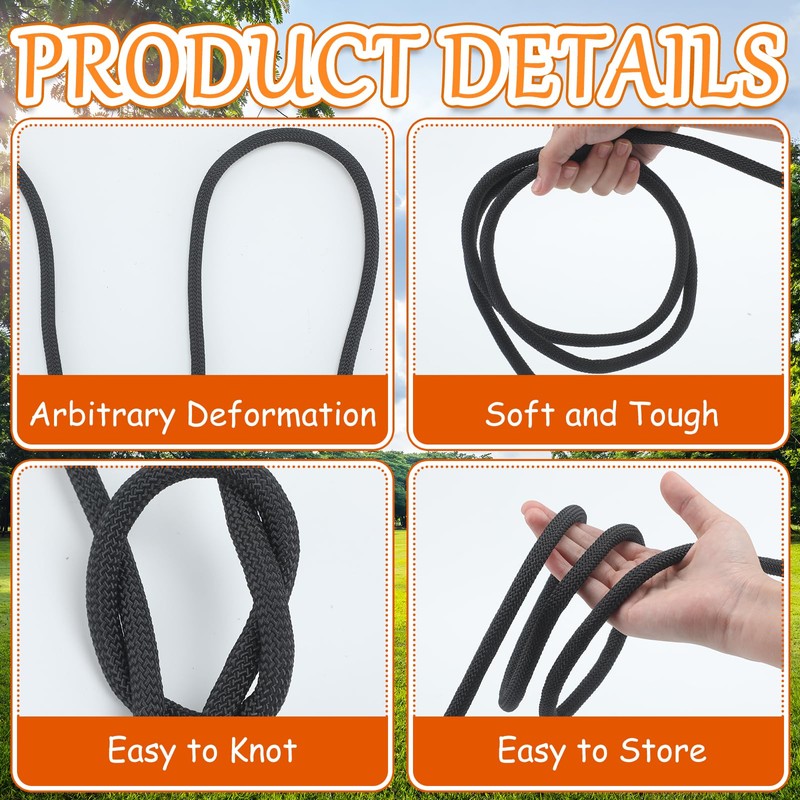 Ribbonlic 3/8 Inch Black Polyester Rope, 250 ft Industrial Grade