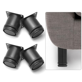 Jersvimc 2.5 Inch Adjustable Furniture Legs Set of 4, Stainless Steel Cabninet Legs Black Furniture Feet - Metal Round Cabinet Feet Replacement Legs for Drawer Dresser Table Couch Sofa(50x60mm)