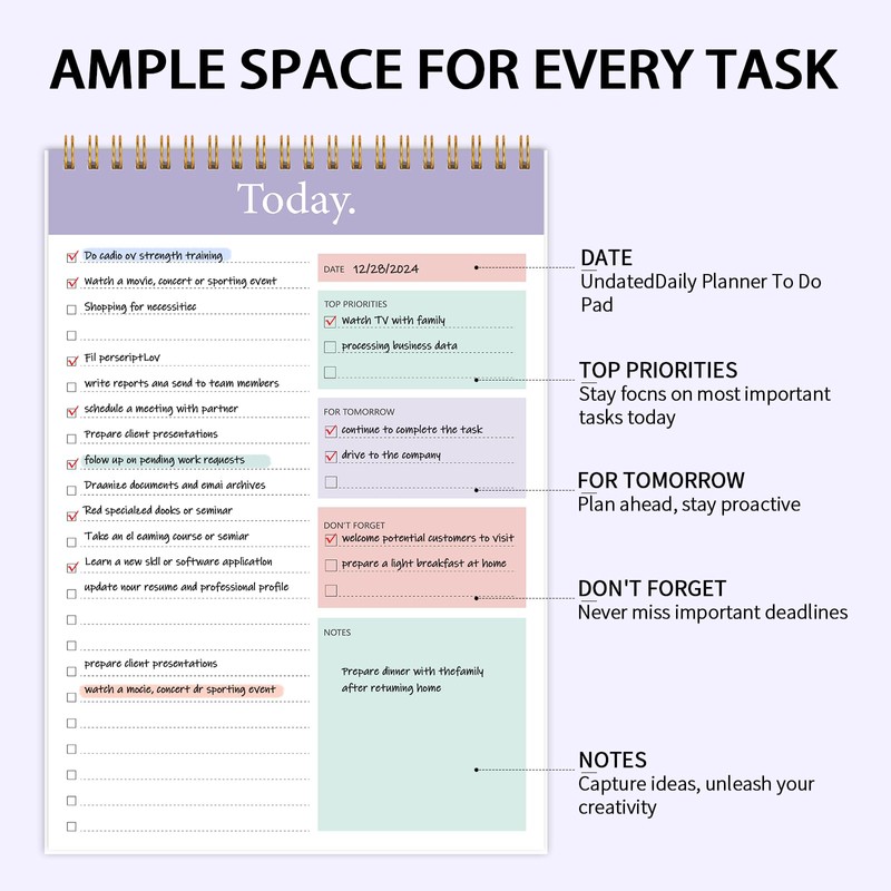 KMQOY To Do List Notepad - 3 Pack Daily Planner