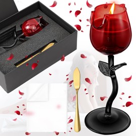 Tisancy Low Temperature Candles Set Includes Candle with Wine Glass Notch Design, a Wax Scraper and Disposable Sheet, Low Heat Romantic Dripping Candles Gift Wax Play for Lovers Couples Wedding
