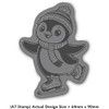 'Happy Penguin Ice Skating' Rubber Stamp - Unmounted Design for