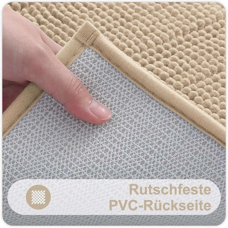Homaxy Chenille Bathroom Rug, Non-Slip Bath Mat, Washable Bath Mat,