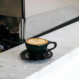 notNeutral LINO Porcelain Cup & Saucer (Black, Small Latte, 2)