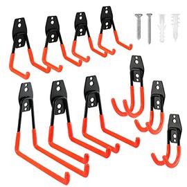 ValueMax Garage Hooks 10 Pack Heavy Duty Steel Garage Storage Hooks&Hangers, Utility Wall Mount Hooks with Non-Slip Coating for Organizing Garden Tools, Bike, Ladders, Ropes, Bulky Item