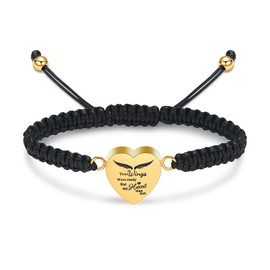 shajwo Cremation Jewelry Heart Urn Bracelet for Ashes for Women Men Adjustable Memorial Keepsake Rope Bracelet,Gold