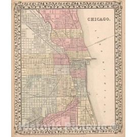 Historic Map : World Atlas Map, Chicago 1868 - Vintage Wall Art - 24in x 30in