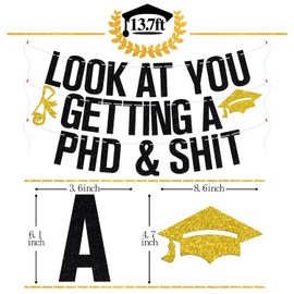 Look At You Getting a PHD & Banner, In My PHD Era, Ph.inisheD, Congrats Doctor, 2025 PHD Graduation Party Decorations Supplies