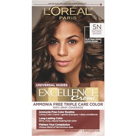 L'Oreal Paris Excellence Universal Nudes - Tinte permanente para el cabello, sin amoníaco, para cobertura de cabello gris, marrón natural 5N, 1 kit de