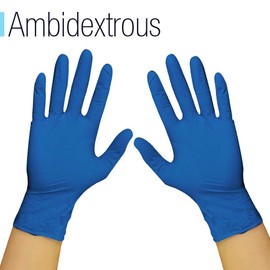 PACK OF 100 BLUE NITRILE GLOVES STRONG QUALITY MEDIUM SIZE | POWDER FREE LATEX FREE Thick Wear-Resistant Material PERFECT for Home Hospital Work Mechanic Food Manufacturing AQL 1.5 CLASS 1 (MEDIUM)