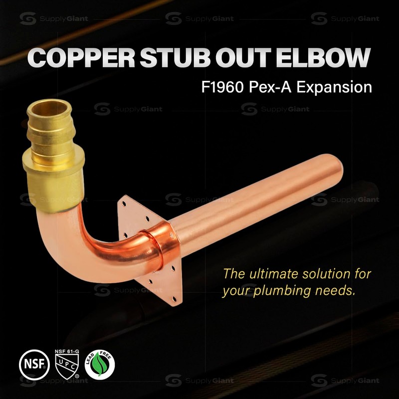 Pex-A Expansion Copper Stub Out Elbow with Flange 3/4" x