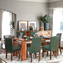 YEMYHOM 4 Packs Latest Checkered Dining Chair Slipcover Parsons Chair Furniture Protector Stretch Chair Covers for Dining Room, Restaurant, Kitchen, Party (Army Green)