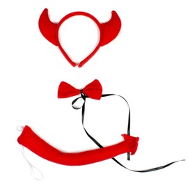 Petitebelle Headband Bowtie Tail 3pc Adult Costume (Devil Red, One Size)