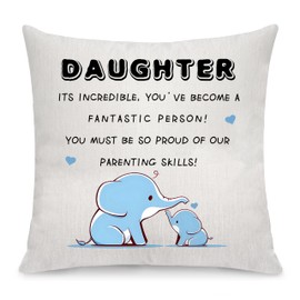 Niceter Daughter Inspirational Throw Pillow Cover from Mom Dad - Children's Pillow Case for Girls - Funny Christmas Birthday Graduation Gift (Daughter-1)