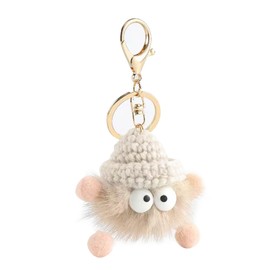 Women's Key Ring, Plush Pendant, Cute Pompom Key Ring, Soft Fluffy Pompoms DIY Bags Accessories, Funny Fashionable Cuddly Toy Keychain Pendant, Plush Pendant for Girls Bag, White