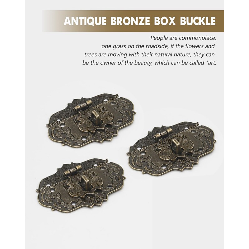 QLEUIFT 1 x Hasp Vintage Antique Clasps, Bronze Iron Design,