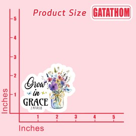 (3PCS) Grow in Grace 2 Peter 3:18 Sticker Inspirational Bible Verse Stickers, God Sticker Faith Christian Stickers, Waterproof Vinyl Decal Decor Books, Laptops, Tumblers, Water Bottles, 3" x 2.7 "